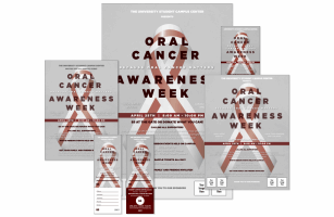 Oral Cancer Red and White Ribbon
