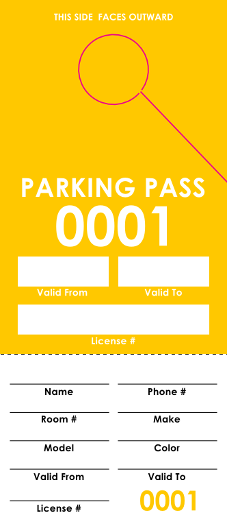 Yellow Parking Pass (100 pack)