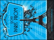 Paris Blue and Black Invitation