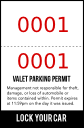 Red Number 2-Part Valet Ticket