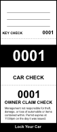 Black 3-Part Valet Ticket