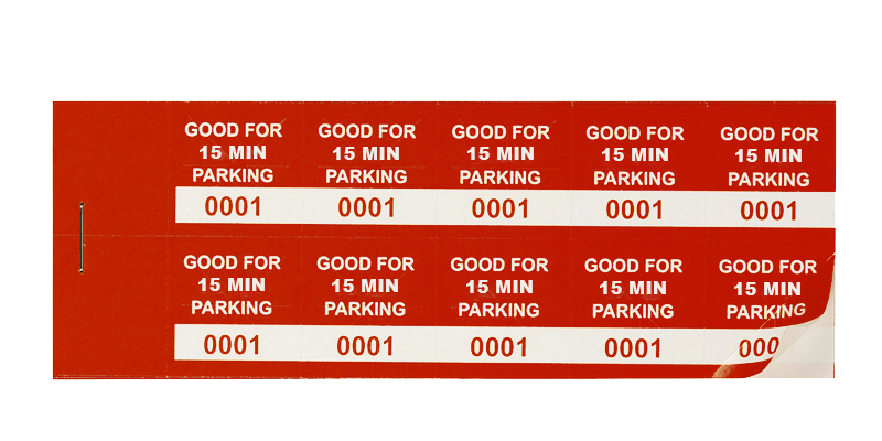 Red 15 Min Parking Validation Stickers (pacage of 1000)