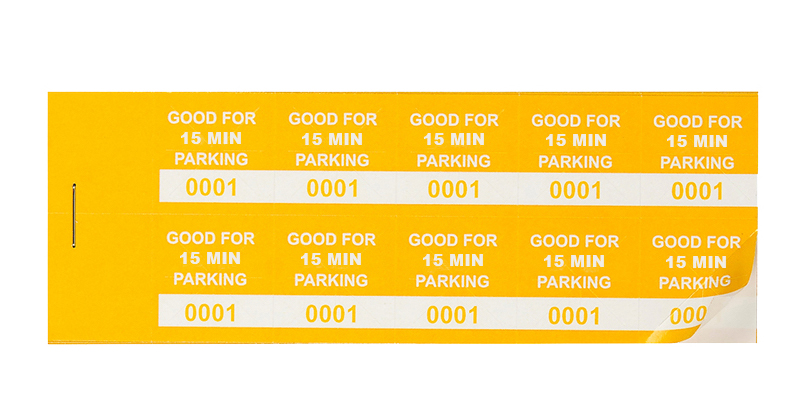 Yellow 15 Min Parking Validation Stickers (package of 1000)
