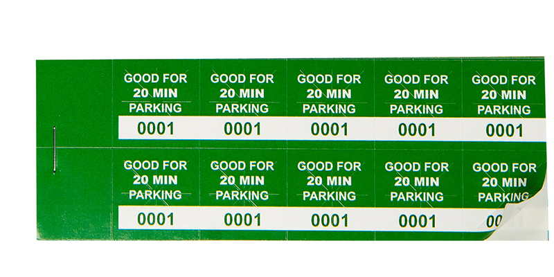 Green 20 Min Parking Validation Stickers (package of 1000)