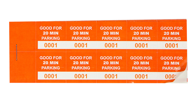 Orange 20 Min Parking Validation Stickers (package of 1000)