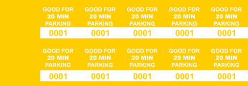 Yellow 20 Min Parking Validation Stickers (package of 1000)