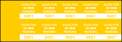 Yellow 20 Min Parking Validation Stickers (package of 1000)