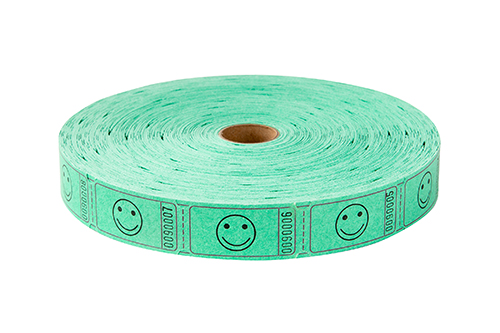 Single Roll Tickets Green Smiley Face