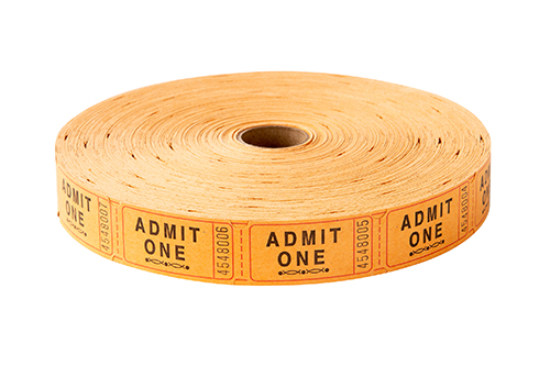 Single Roll Tickets Orange Admit One