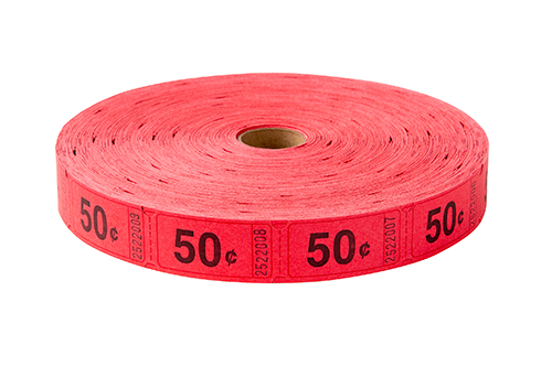 Single Roll Tickets Red 50 Cents
