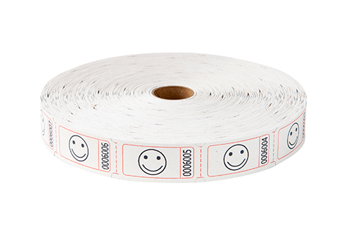 Single Roll Tickets White Smiley Face