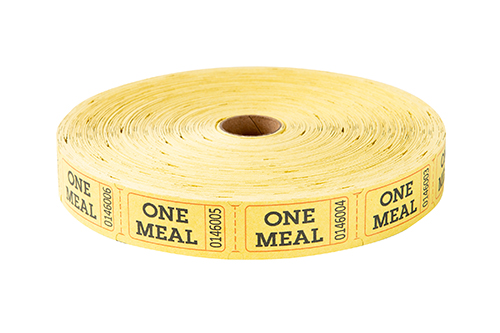 Single Roll Tickets Yellow One Meal
