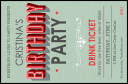 Birthday Party Green Drink Ticket
