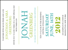 Bar Mitzvah Green and White Invitation