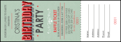 Birthday Party Green Raffle Ticket