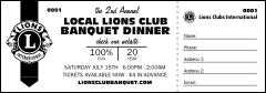 Lions Club International Banner Raffle Ticket