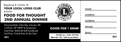 Lions Club International Black and White Raffle Ticket
