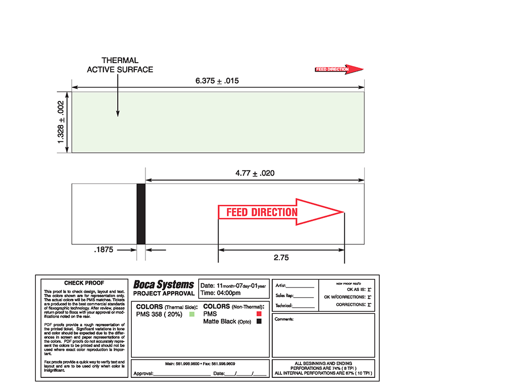 BOCA Flight Strip 1.328" x 6.375"