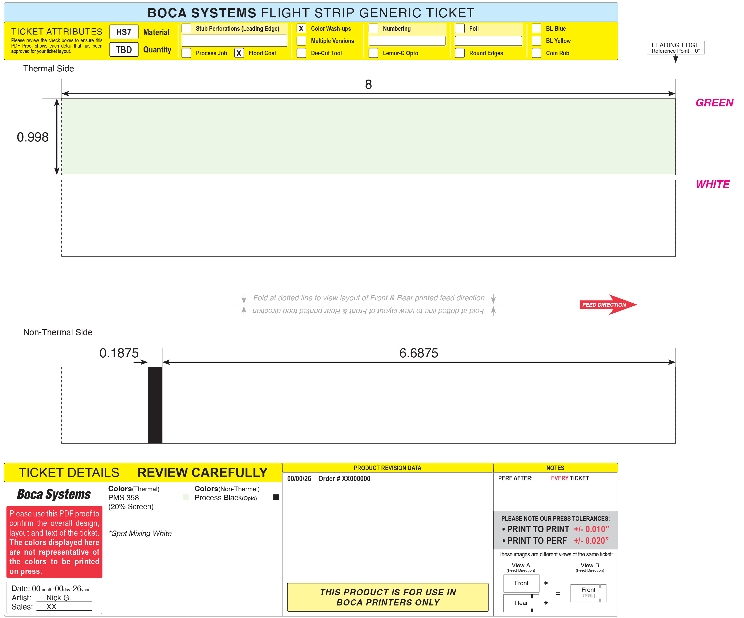 Boca Flight Strip 1" x 8"