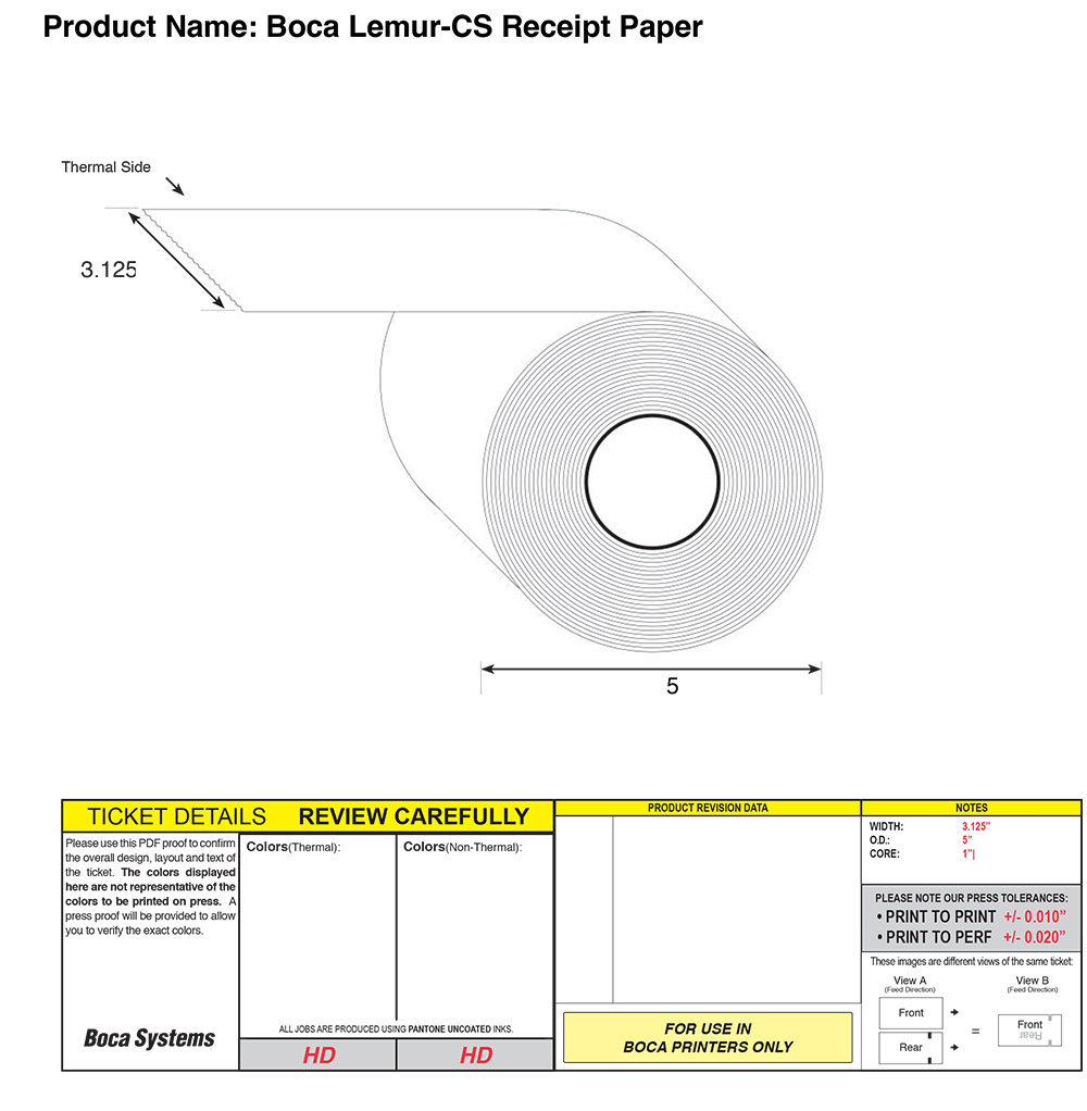 Boca Lemur-CS Receipt Paper