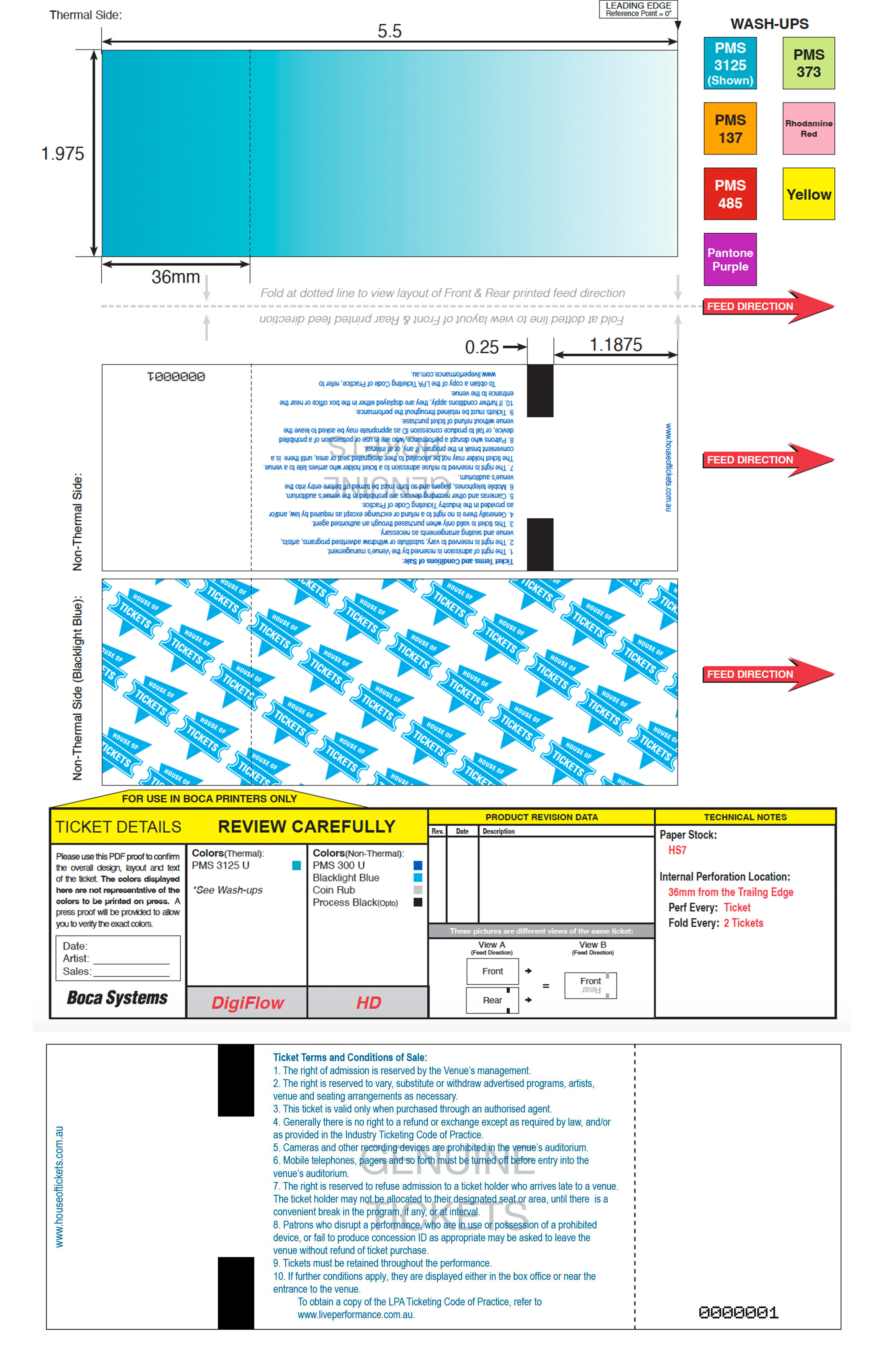 Boca Overrun Special Thermal Ticket 2” x 5.5” Product Front