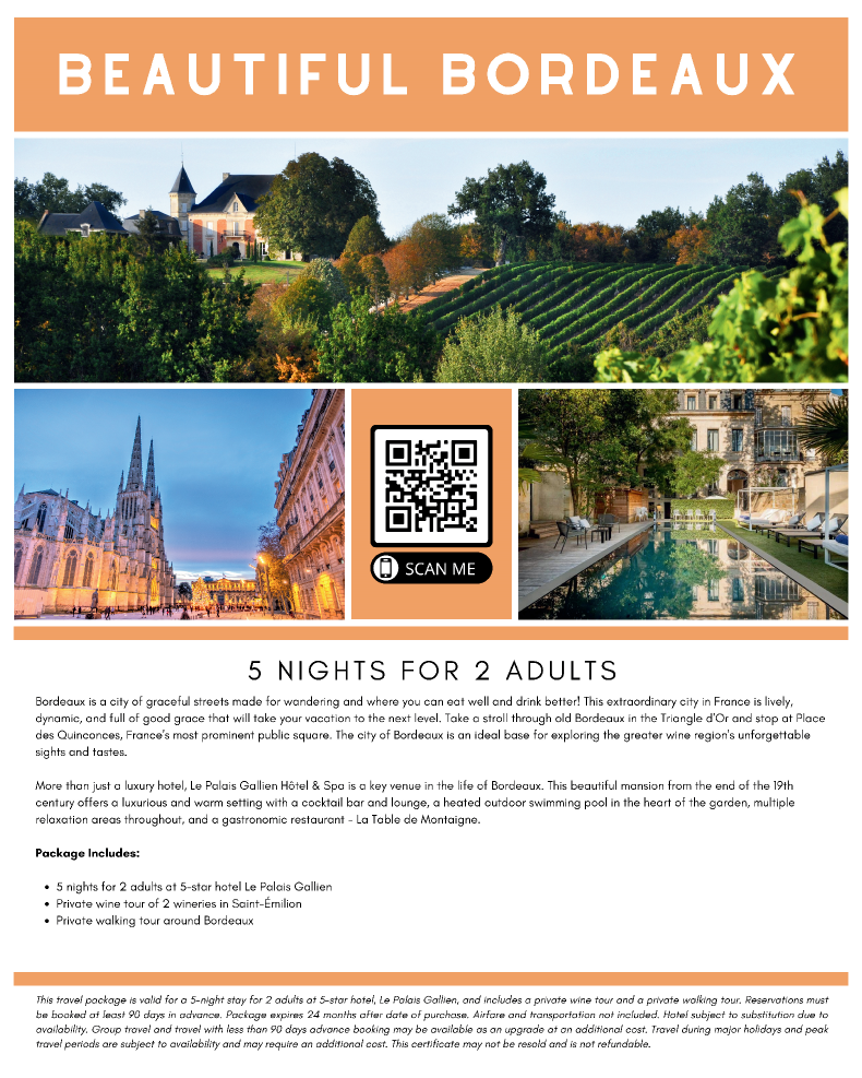 Bordeaux, France - 5 Nights for 2 Poster