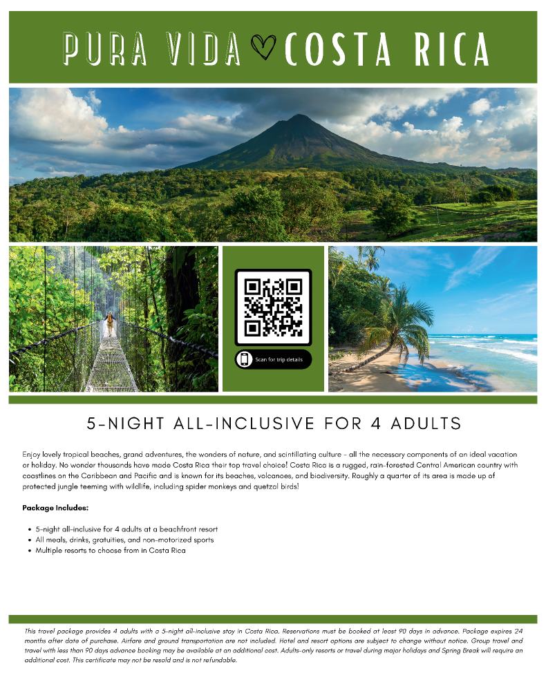 Costa Rica - 5 Nights for 4 Poster