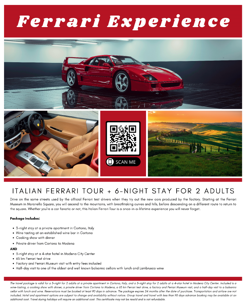 Italian Ferrari Experience - 6 Nights for 2 Poster
