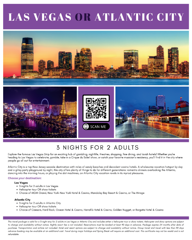 Las Vegas or Atlantic City - 3 Nights for 2 Poster
