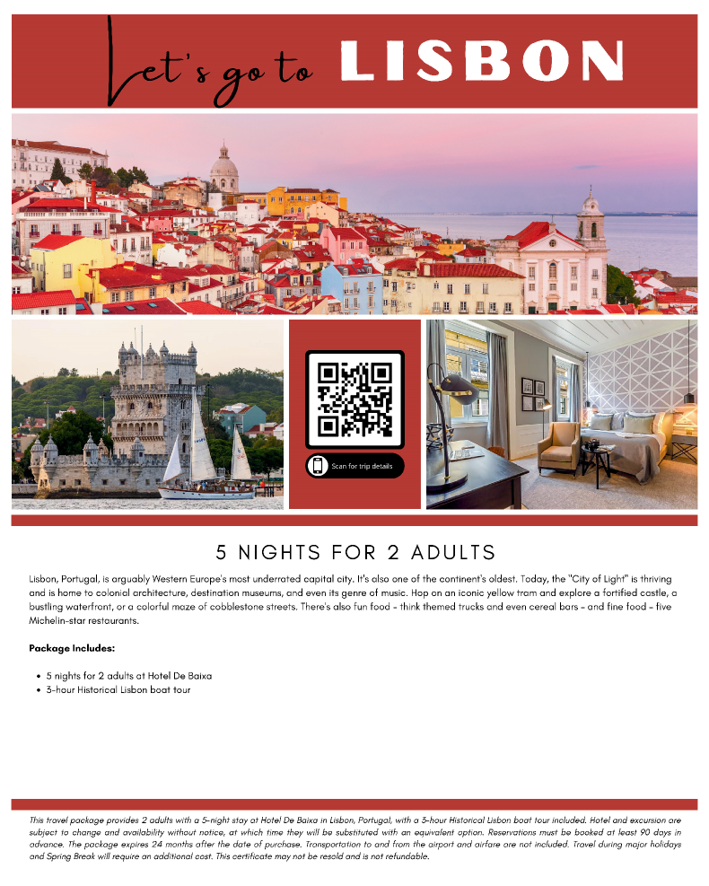 Lisbon, Portugal - 5 Nights for 2  Poster