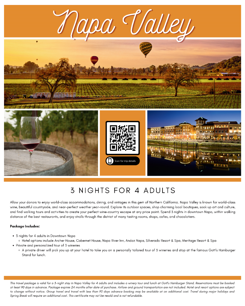 Napa Valley - 3 Nights for 4 Poster