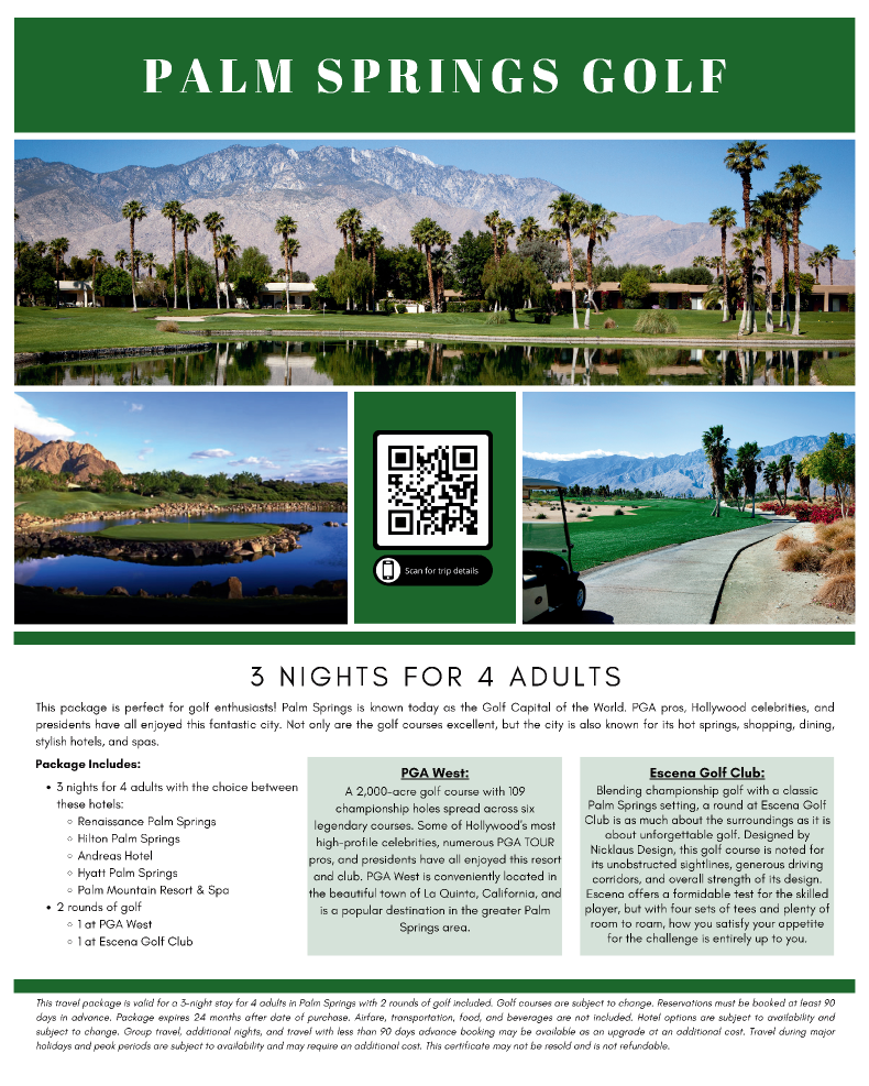 Palm Springs Golf - 3 Nights for 4 Poster
