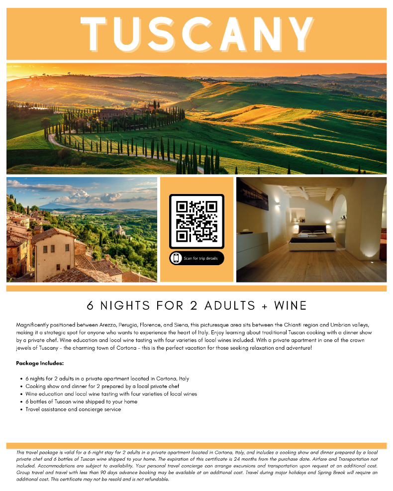 Tuscany with Wine Delivery - 6 Nights for 2