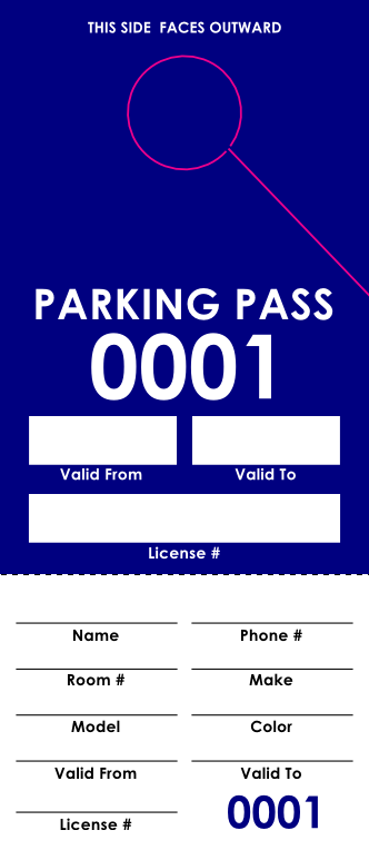 Blue Parking Pass (100 pack)