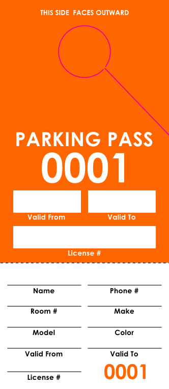 Orange Parking Pass (100 pack)