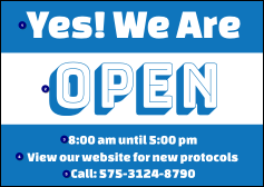 We Are Open Blue White Postcard