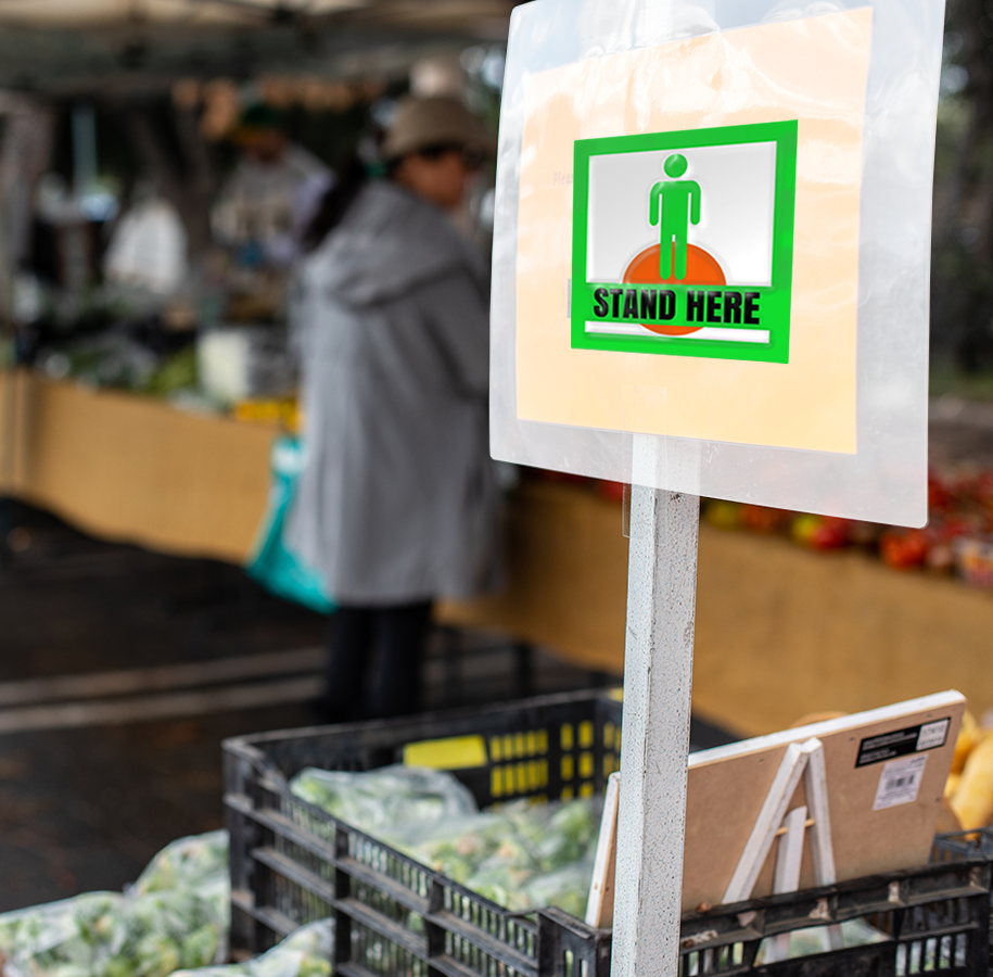 5" x 5" Social Distance Stand Here Sticker1