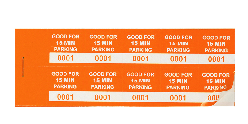 Orange 15 Min Parking Validation Stickers (package of 1000)