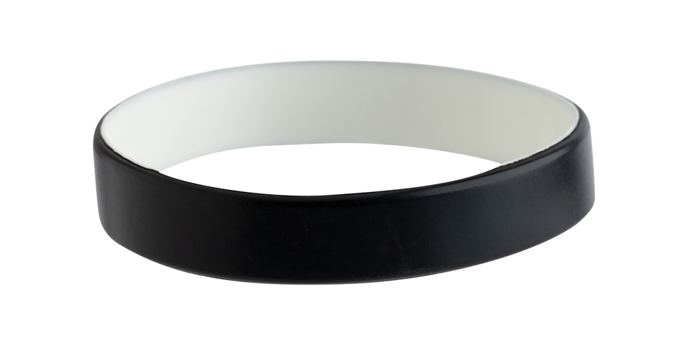 Black Silicone Wristband (White Core)