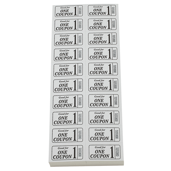 4" Sheet Tickets White (pack of 100)