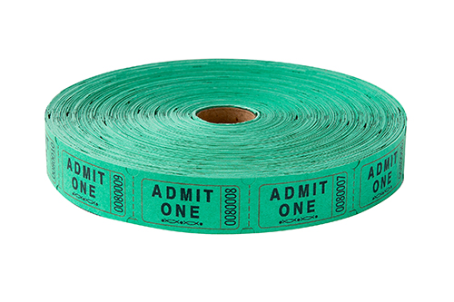 Single Roll Tickets Green Admit One