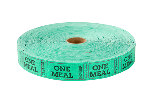 Single Roll Tickets Green One Meal
