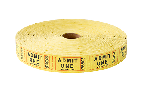Single Roll Tickets Yellow Admit One
